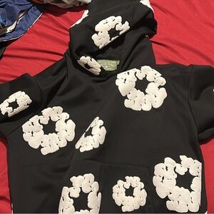 Black Hoodie with White Circular Patterns